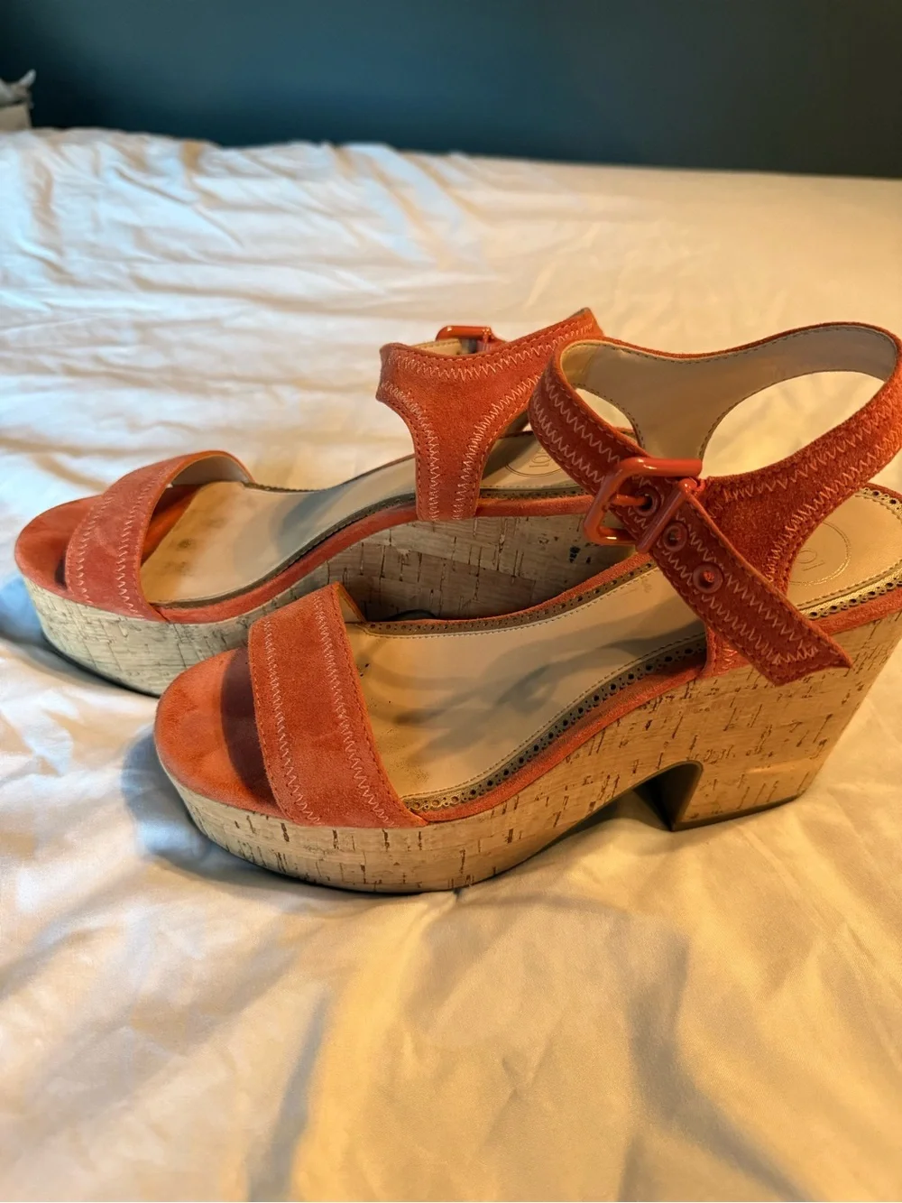 Women's Orange Suede platform Sandals